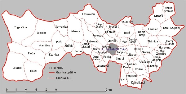 Karta opštine Aleksandrovac. Na ovoj karti možete videti sve vukojebine u ovoj opštini. Op