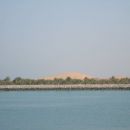 Sea, palms and desert in the back