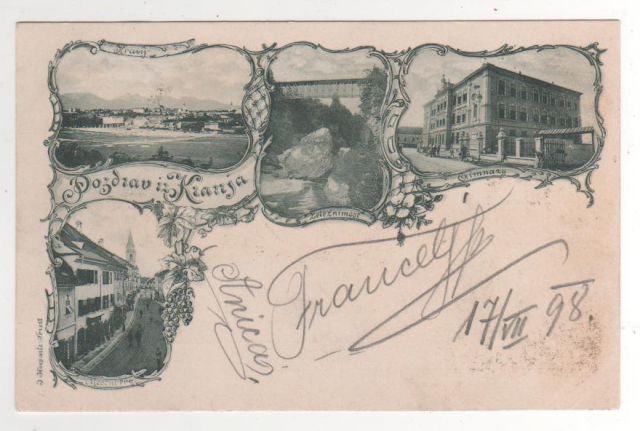 KRANJ 1898, GIMNAZIJA, ŽELEZNI MOST,GLAVNI TRG - 50€