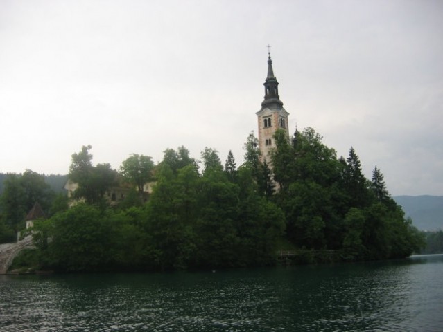 Island with a church from the 17th century and the bell of wishes
