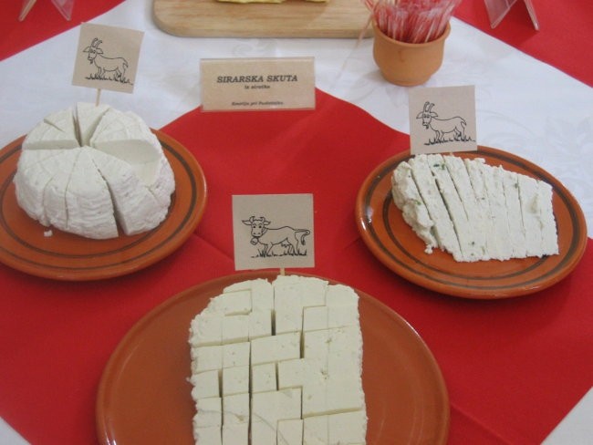 Tasting dairy products of cow-, sheep- and goat-milk on the  farm Pri Pustotniku in Gorenj