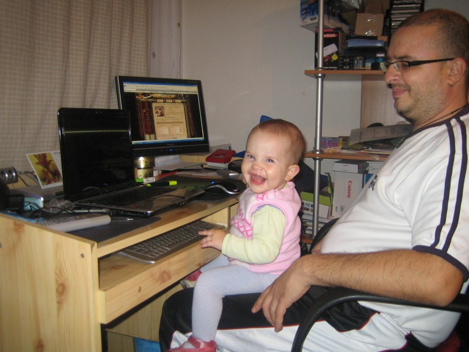 Princeska z očetom, se greta dobo informatike