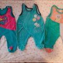 3x plisast pajac, hlačke z naramnicami št. 50-56, komplet 6 eur