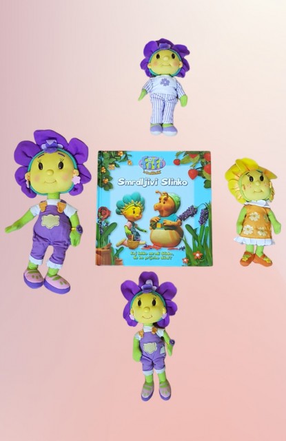 Komplet Fifi in cvetličniki knjiga Smrdljivi Slinko + 4 lutke 17 €