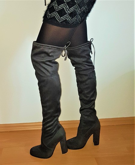 Overknee škornji, čez koleno, slim, 36, 20e