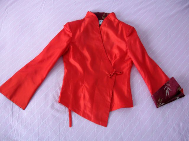 Ženska jakna, kitajski stil, velikost XS-S, rdeča, nenošena, 12 eur