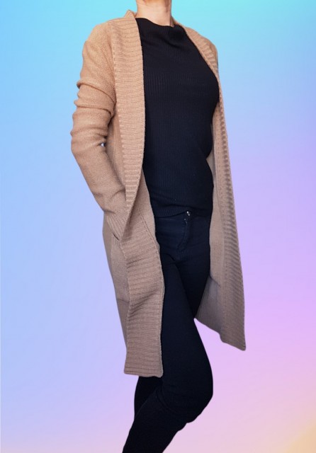 H&M pleten plašček, jopica, svetlo rjav XS-S, 4e