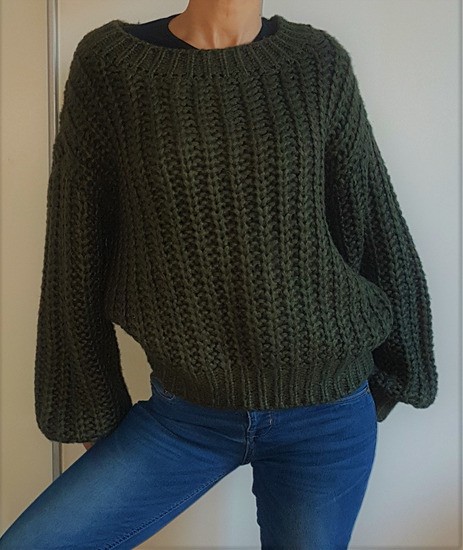 Pulover PIECES olivno zelen, 1x oblečen, 4e