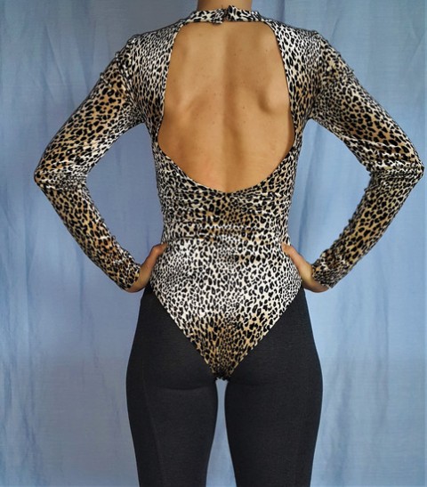 H&M Body z odprtim hrbtom, leopardji, XS, 5e
