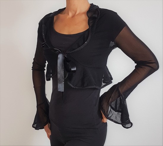 Eleganten, svečan prosojen bolero z dodatki, XS, 4e