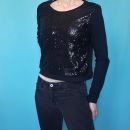 H&M Bleščeča črna majica, XS, 3e
