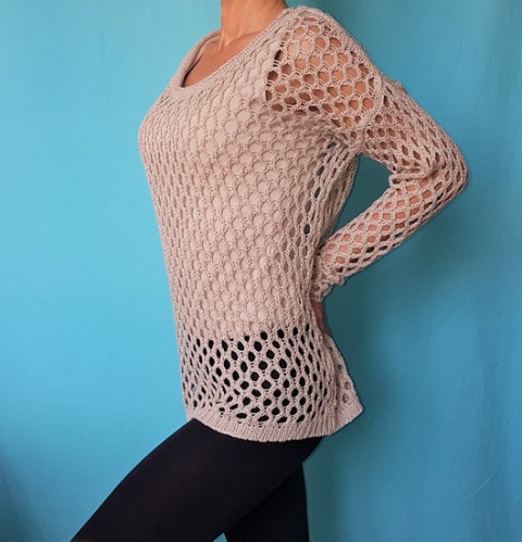 Mrežasta bež zlata majica, M (lahko oversize od XS). 7e
