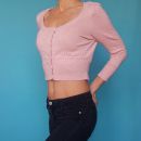 H&M crop puloverček nežno roza, XS, 5e