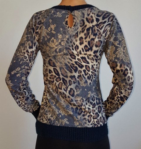 Majica z leopard motivom, kristalčki, XS, 1,5e
