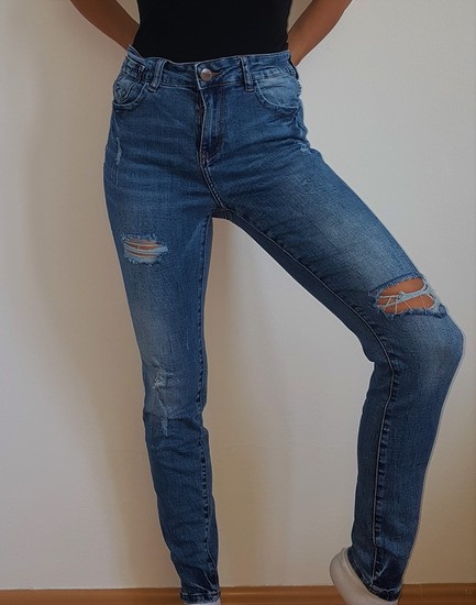 Jeans hlače, kavbojke, ripped, Amisu, XS, 4e