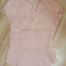 elastična srajca/majica, sv.roza in bela, svetleč material. s/m, 5 eur