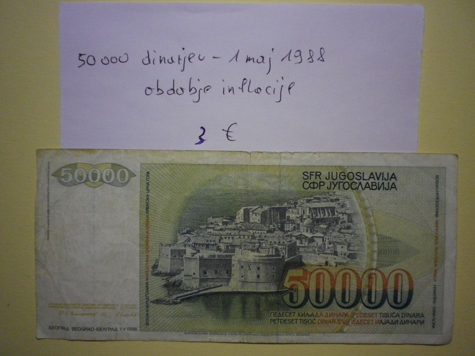 BANKOVEC 50000 DINARJEV - 1 MAJ 1988, OBDOBJE INFLACIJE