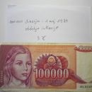 BANKOVEC 100000 DINARJEV - 1 MAJ 1989, OBDOBJE INFLACIJE 1