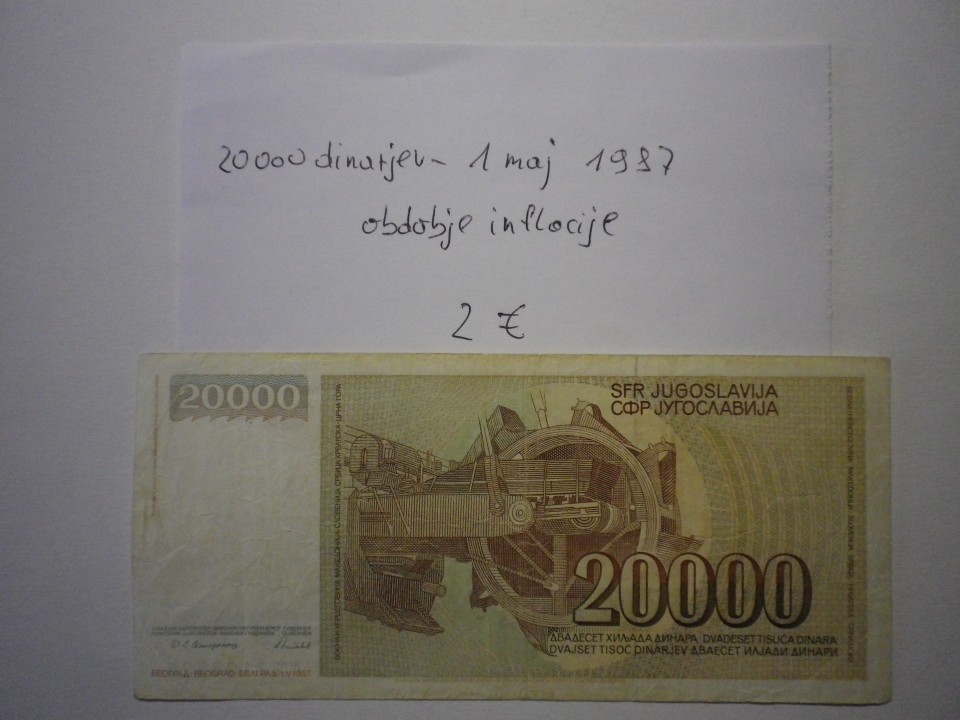 BANKOVEC 20000 DINARJEV - 1 MAJ 1987, OBDOBJE INFLACIJE