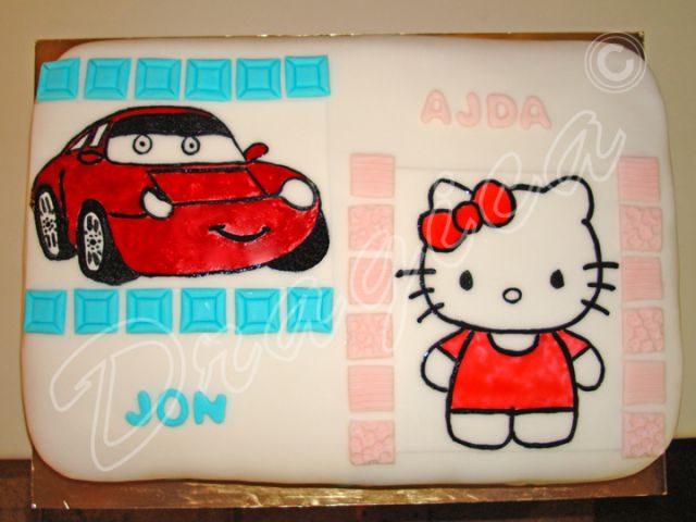 Hello kitty & Cars torta