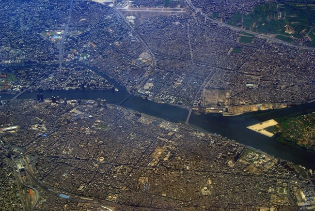 Cairo in reka Nil - iz letala